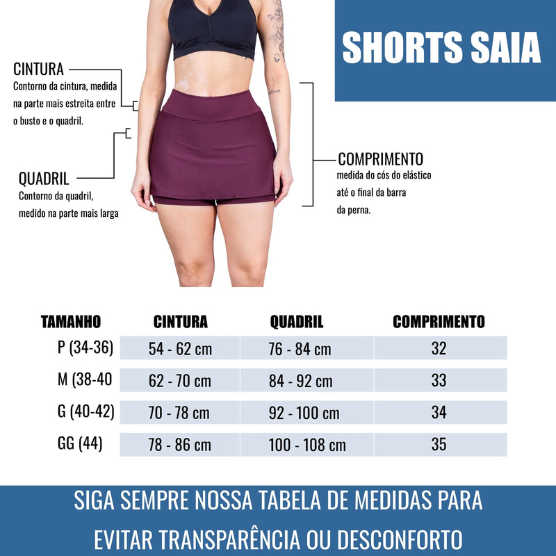 Short Saia Fitness - Charme Lunar