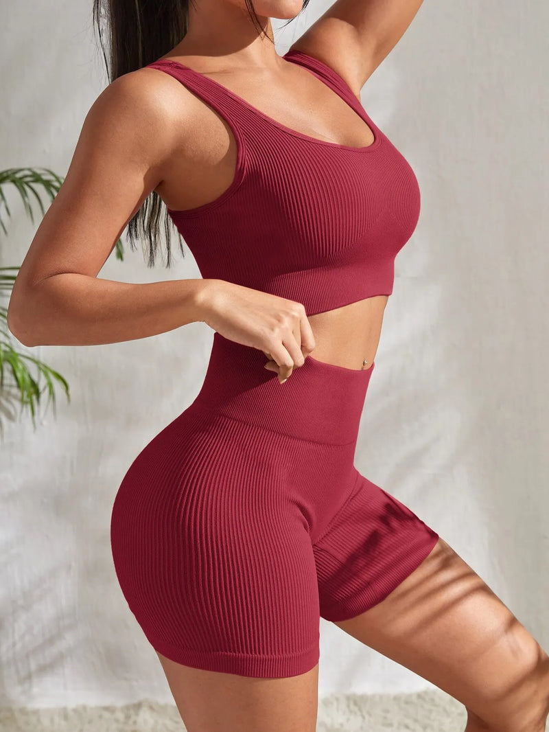 Conjunto de Yoga Sem Costuras - Conforto e Performance para Mulheres - Charme Lunar