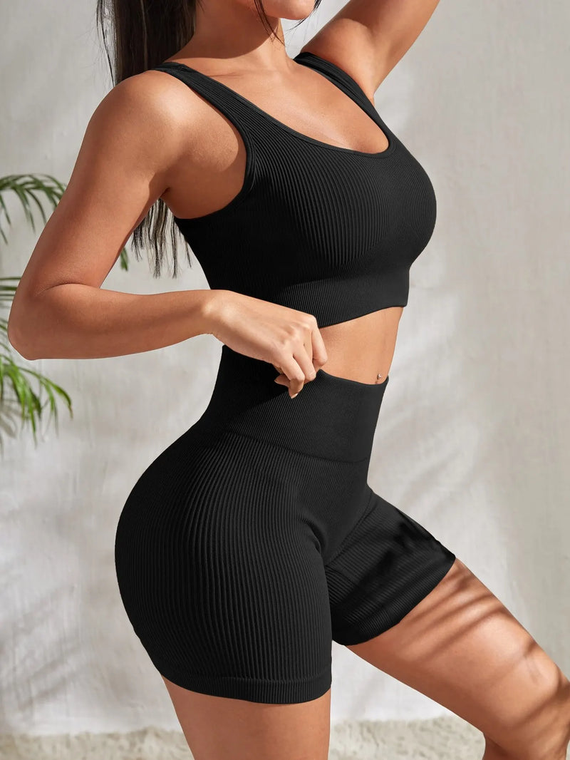 Conjunto de Yoga Sem Costuras - Conforto e Performance para Mulheres - Charme Lunar