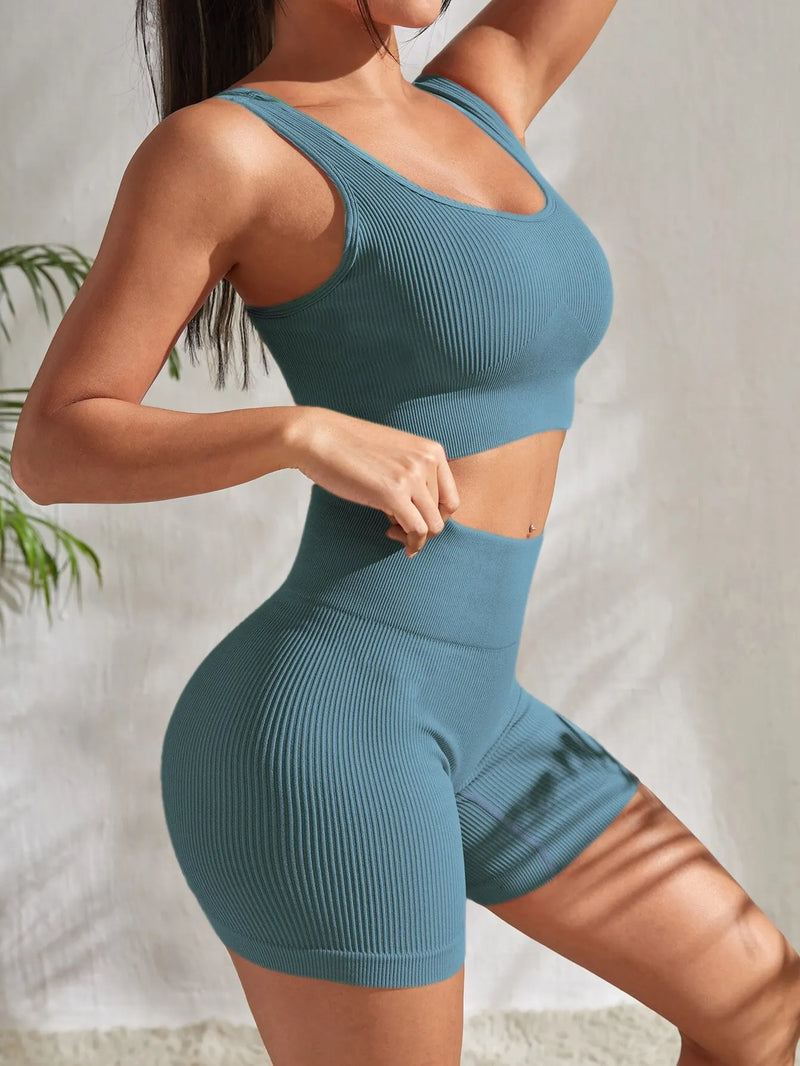 Conjunto de Yoga Sem Costuras - Conforto e Performance para Mulheres - Charme Lunar
