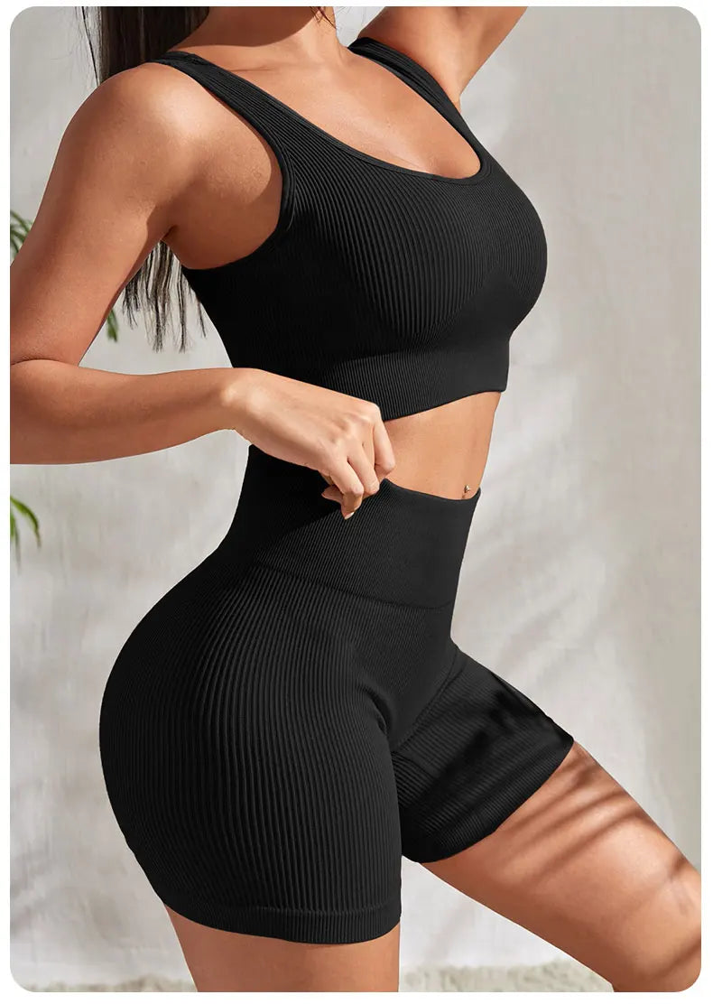 Conjunto de Yoga Sem Costuras - Conforto e Performance para Mulheres - Charme Lunar